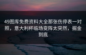 49图库免费资料大全那张伤停表一对照，意大利杯临场变阵太突然，掘金到底