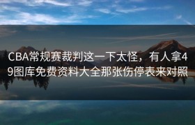 CBA常规赛裁判这一下太怪，有人拿49图库免费资料大全那张伤停表来对照