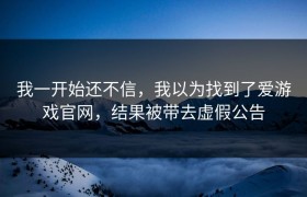 我一开始还不信，我以为找到了爱游戏官网，结果被带去虚假公告