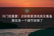 冷门但重要：识别假爱游戏其实看备案信息一个细节就够了